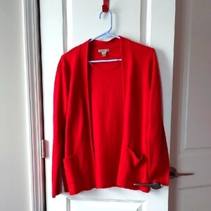 White Stag Long Sleeve Red Open Front Cardigan Large